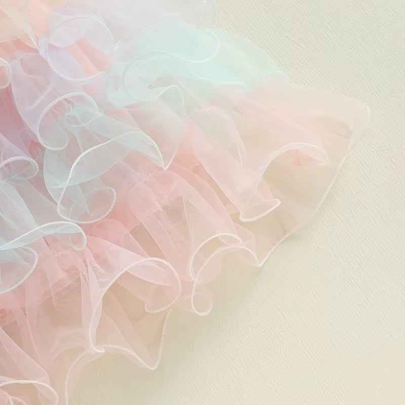 RTS: The Annabelle Muted Rainbow Tulle Dress