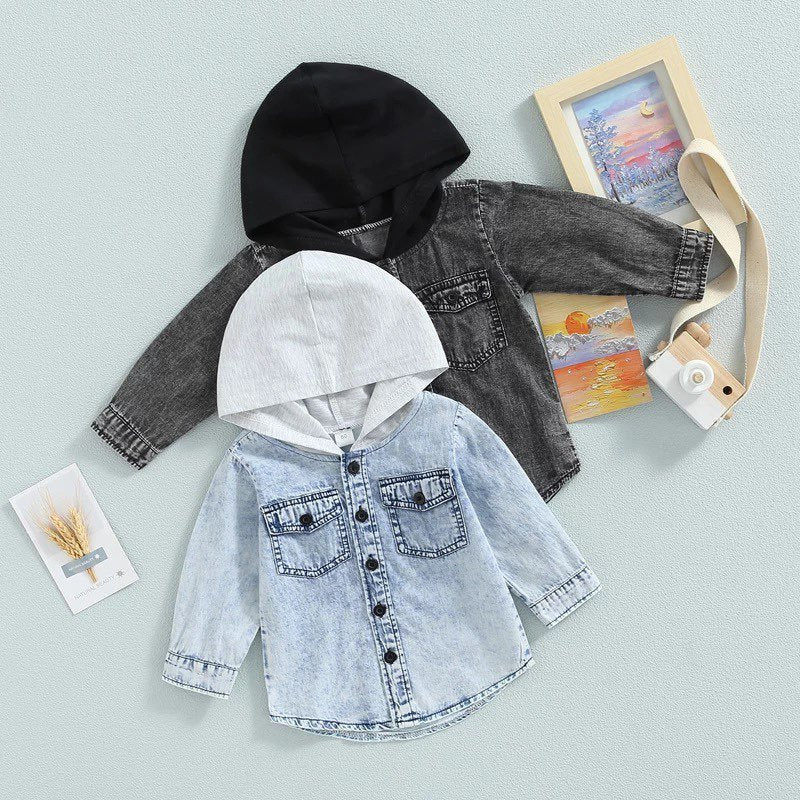 RTS: Lil Hooded Denim Shacket
