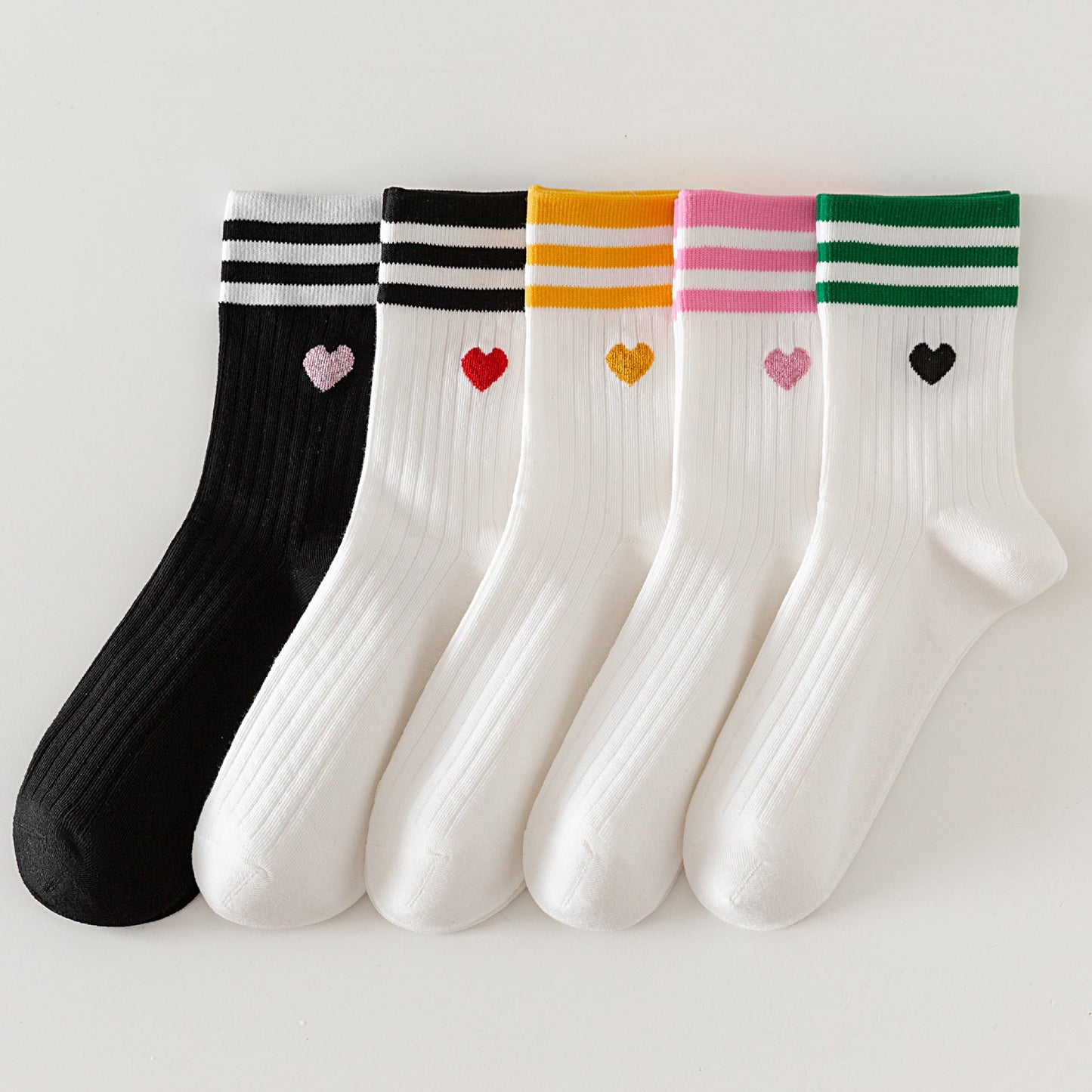 rts: Adult Stripe and Heart Cotton Socks