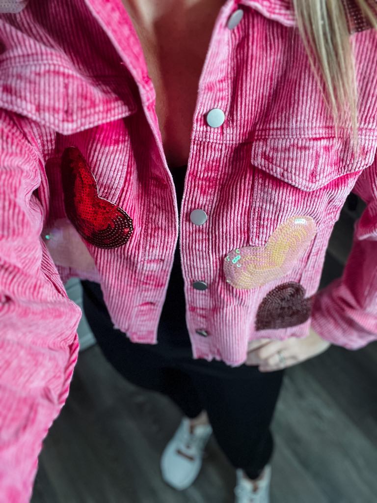 rts: Sequin Heart Corduroy Shacket