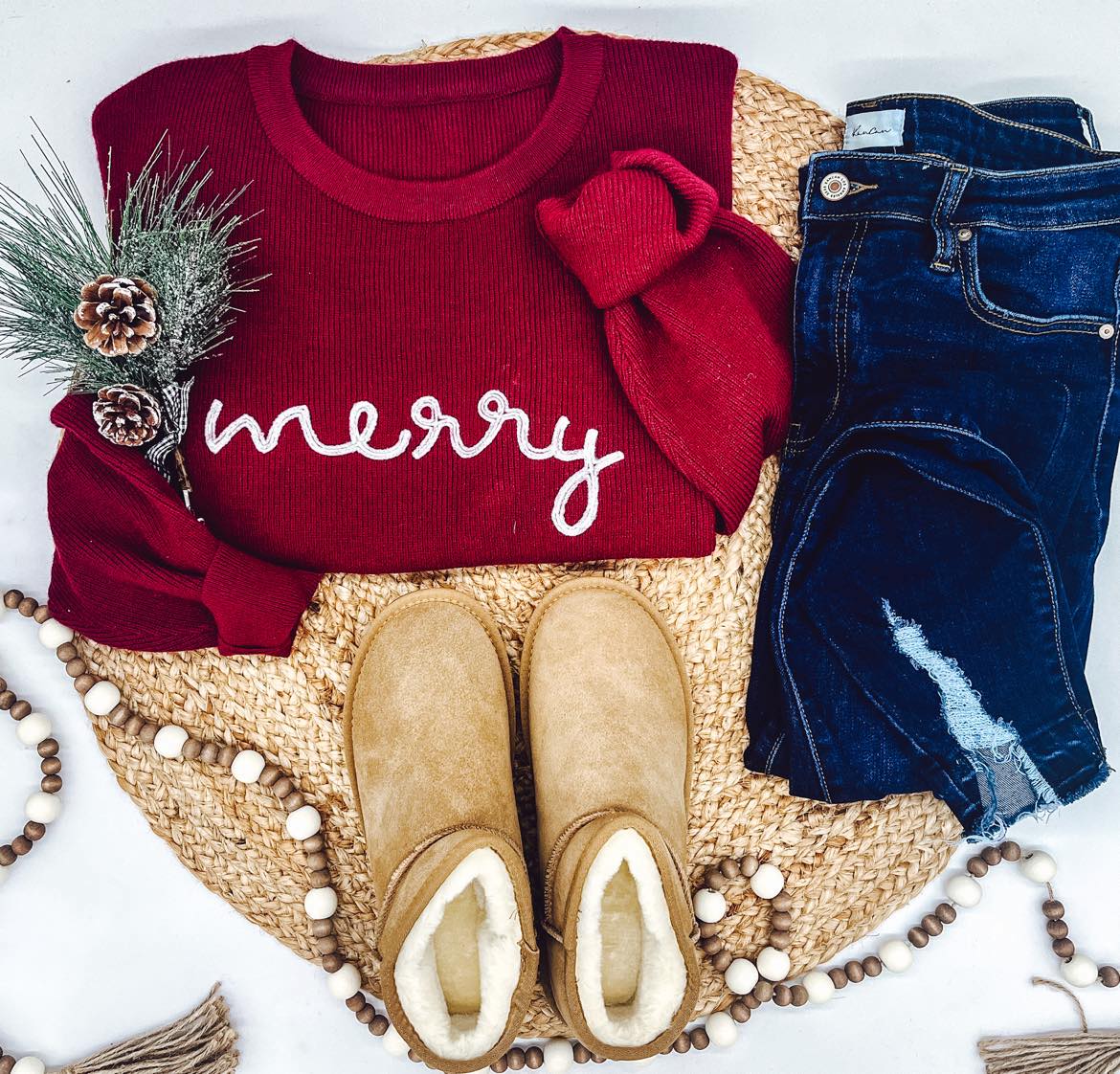 RTS: Rope Embroidered Merry Sweaters (adult and kid)