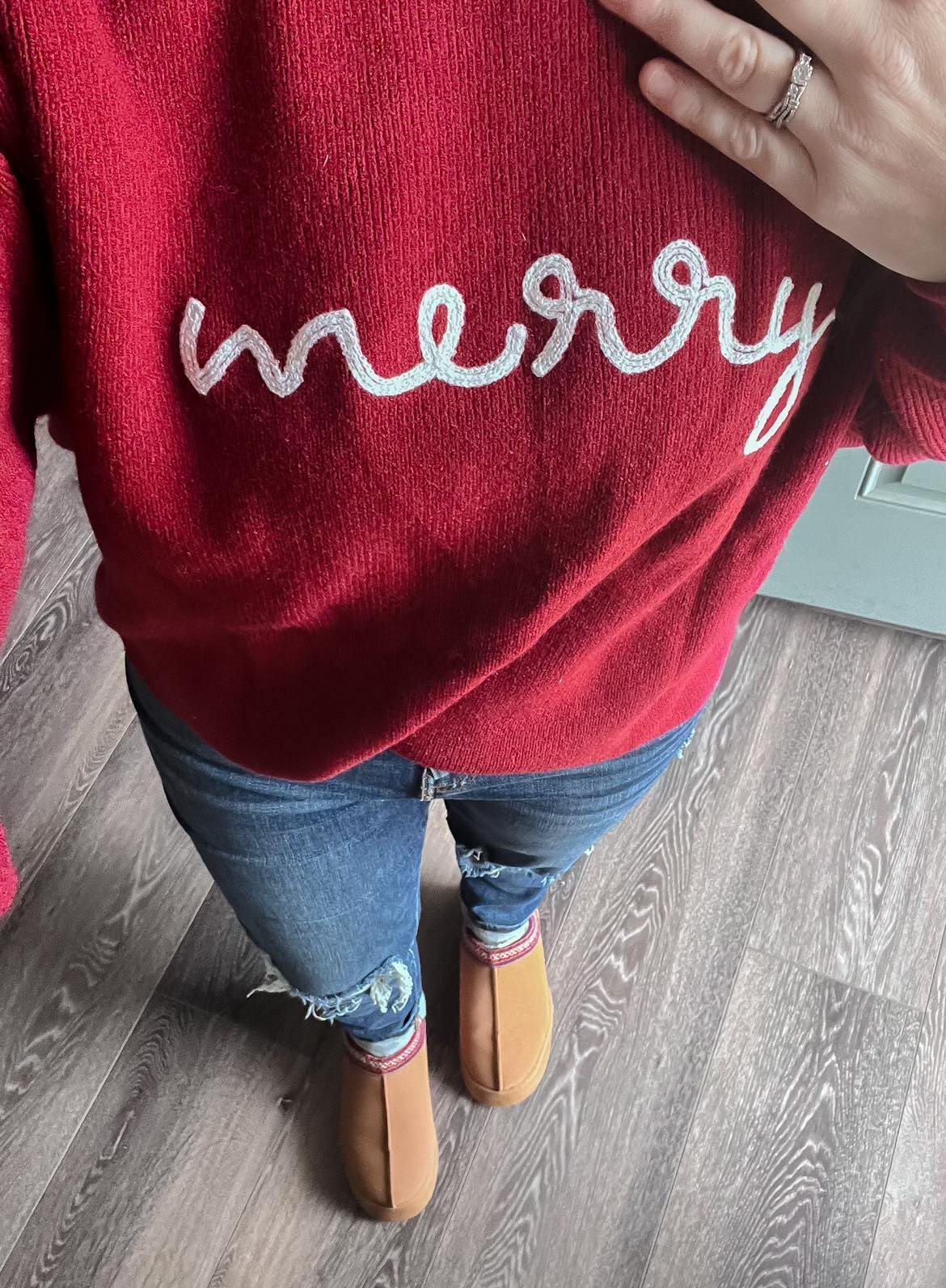 RTS: Rope Embroidered Merry Sweaters (adult and kid)