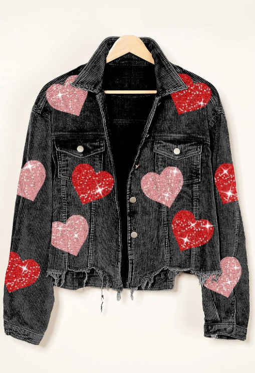 rts: Sequin Heart Corduroy Shacket