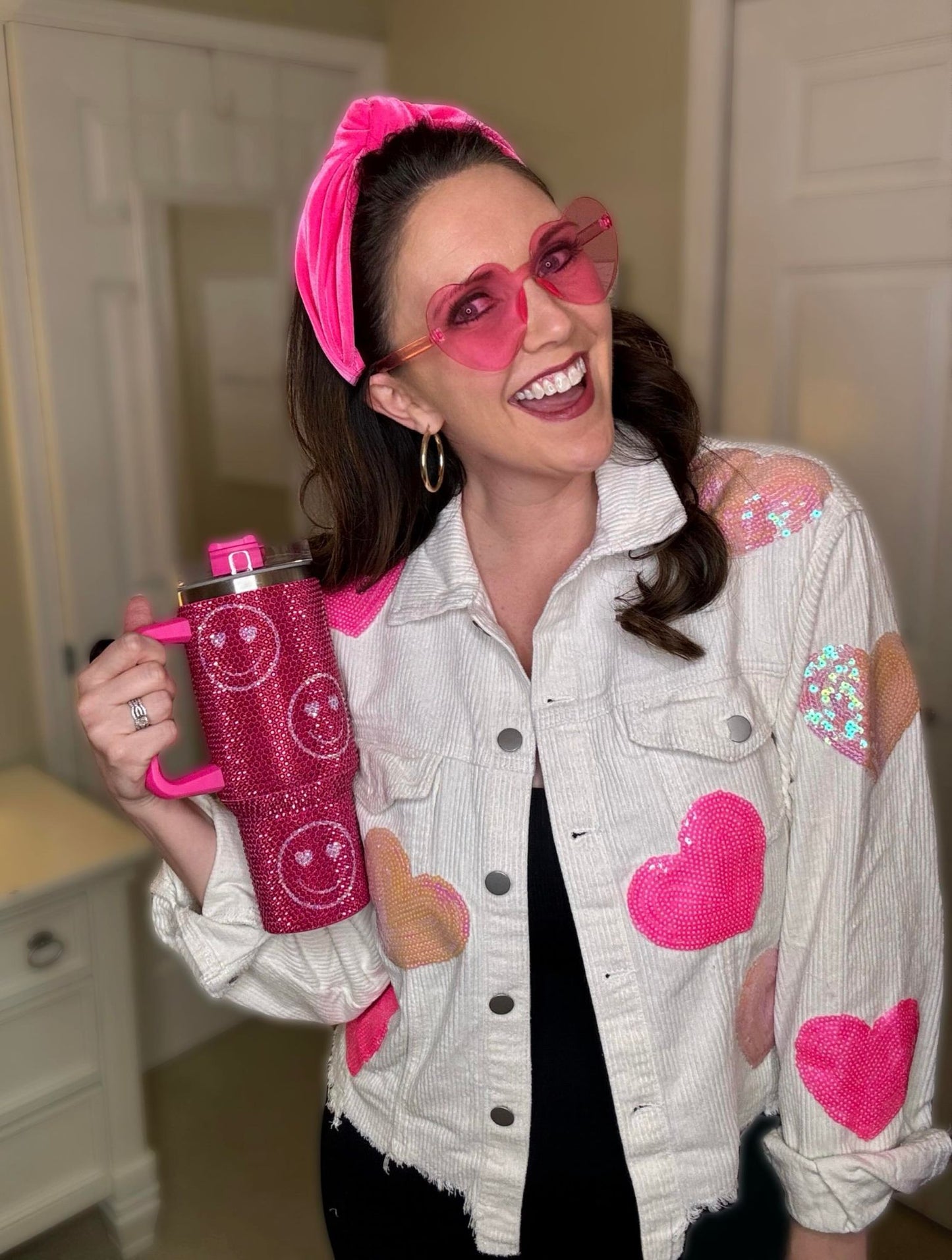 rts: Sequin Heart Corduroy Shacket