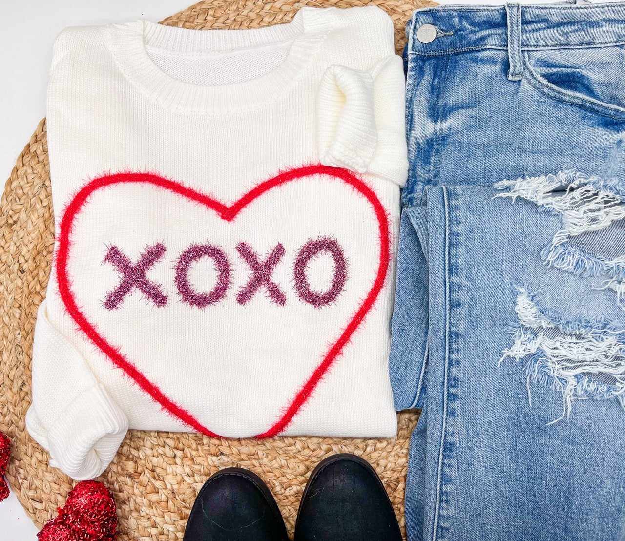 RTS: Knitted Heart XOXO Sweater
