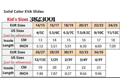 RTS: Kids and Adult Solid and Print EVA Slides