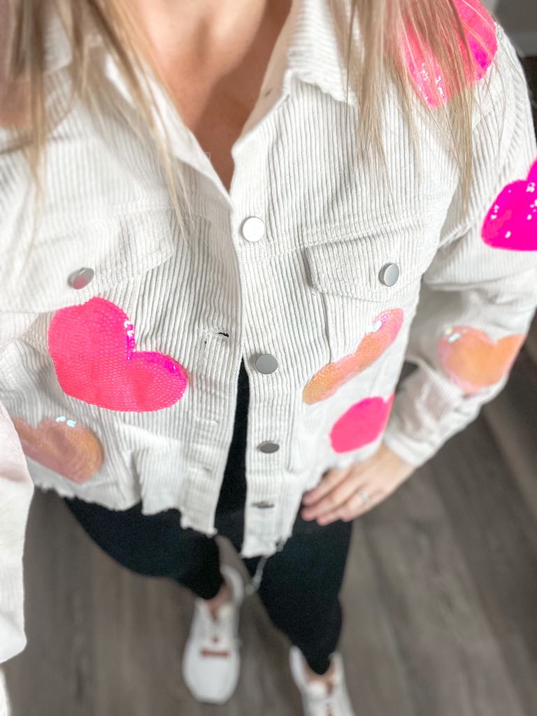 rts: Sequin Heart Corduroy Shacket