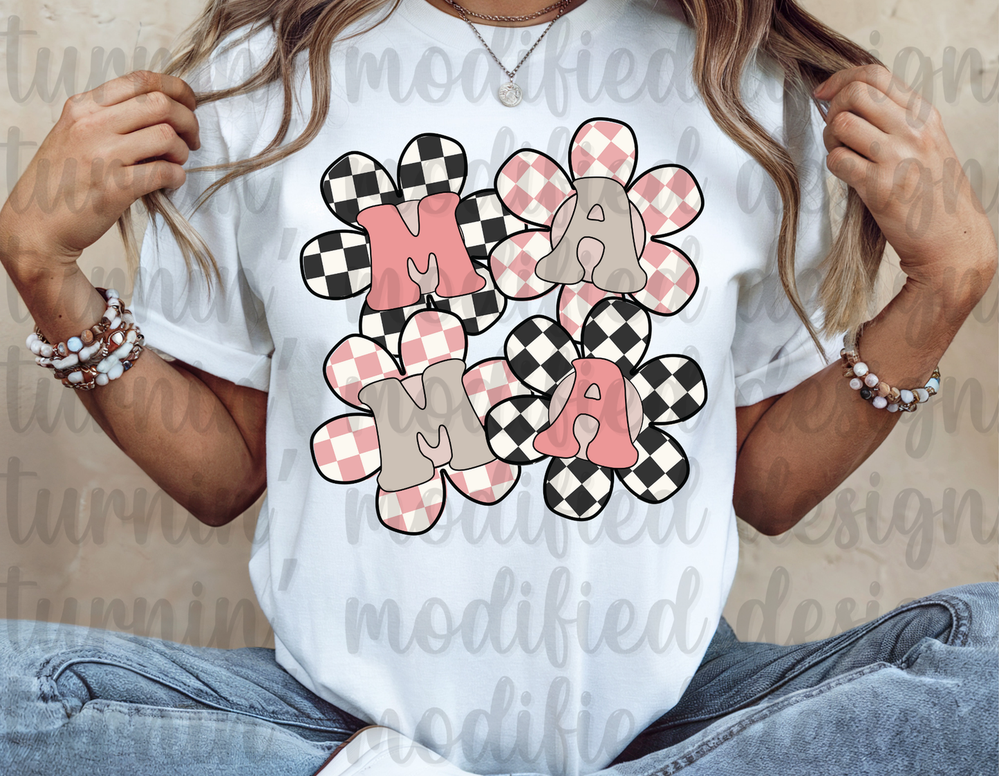 Checkered Flower Mama