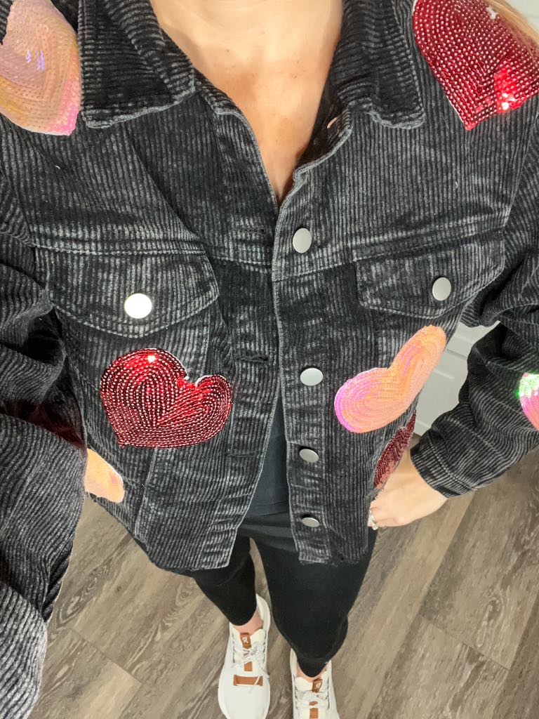 rts: Sequin Heart Corduroy Shacket