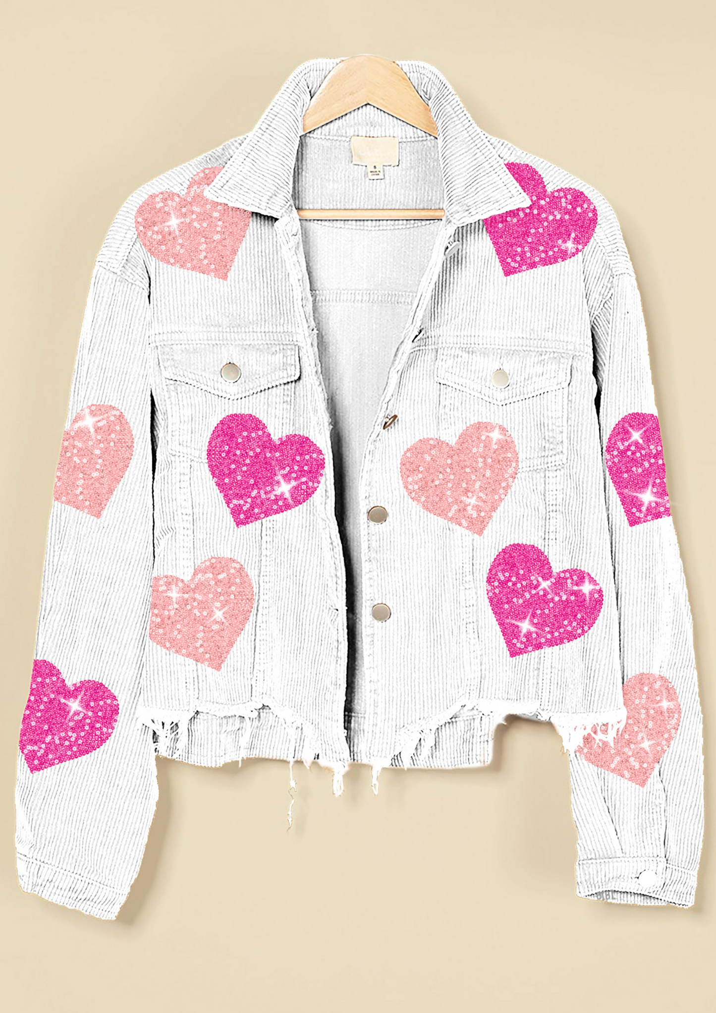 rts: Sequin Heart Corduroy Shacket