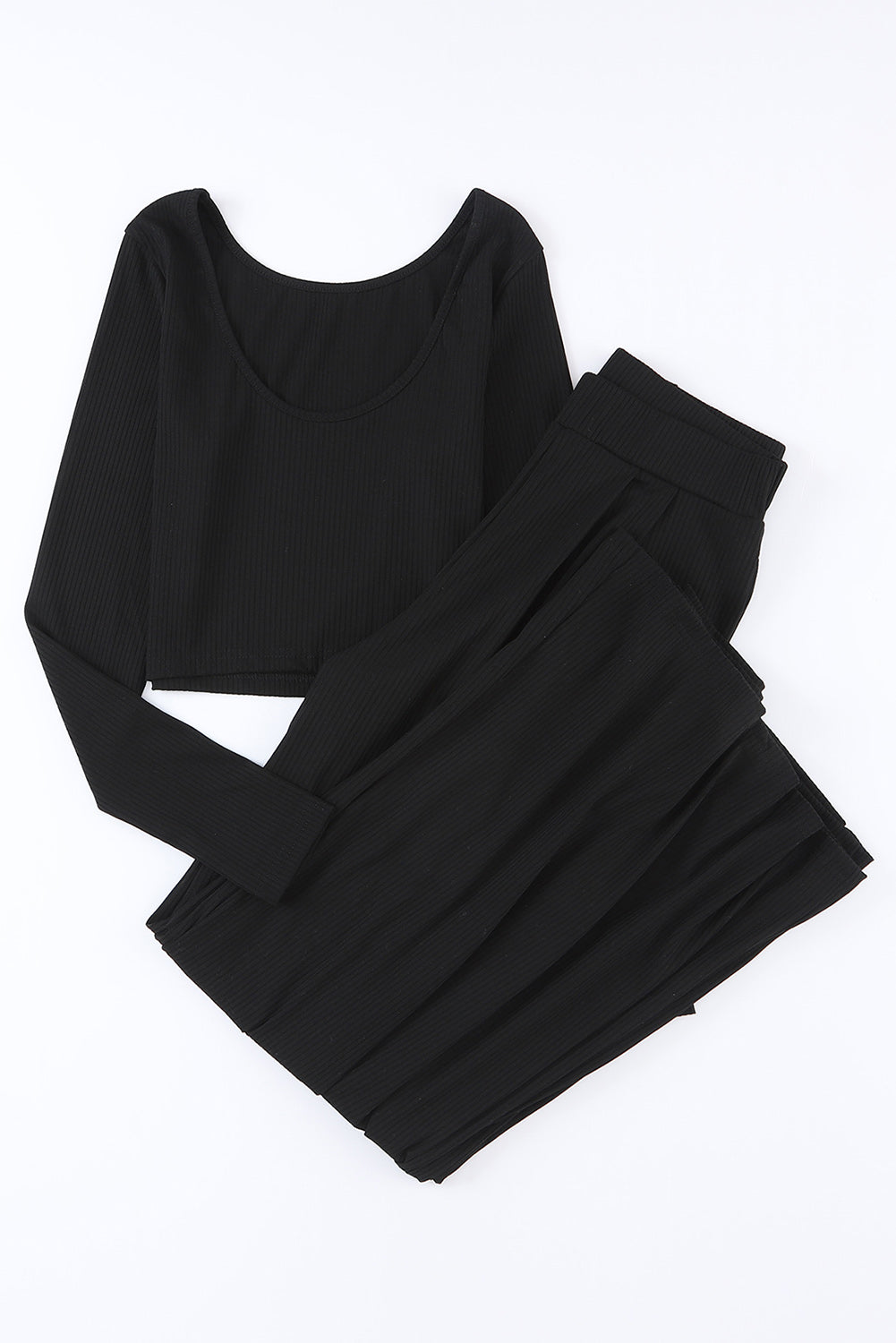 RTS: The Kat Long Sleeve Crop and Wide Leg Pant Set