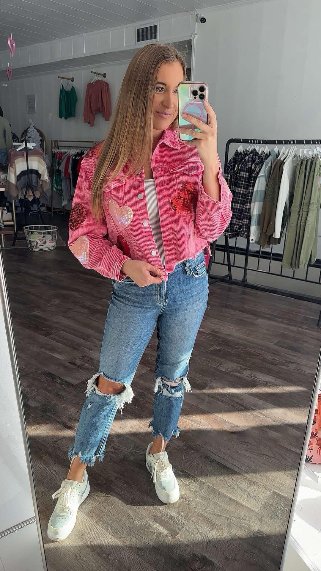 rts: Sequin Heart Corduroy Shacket