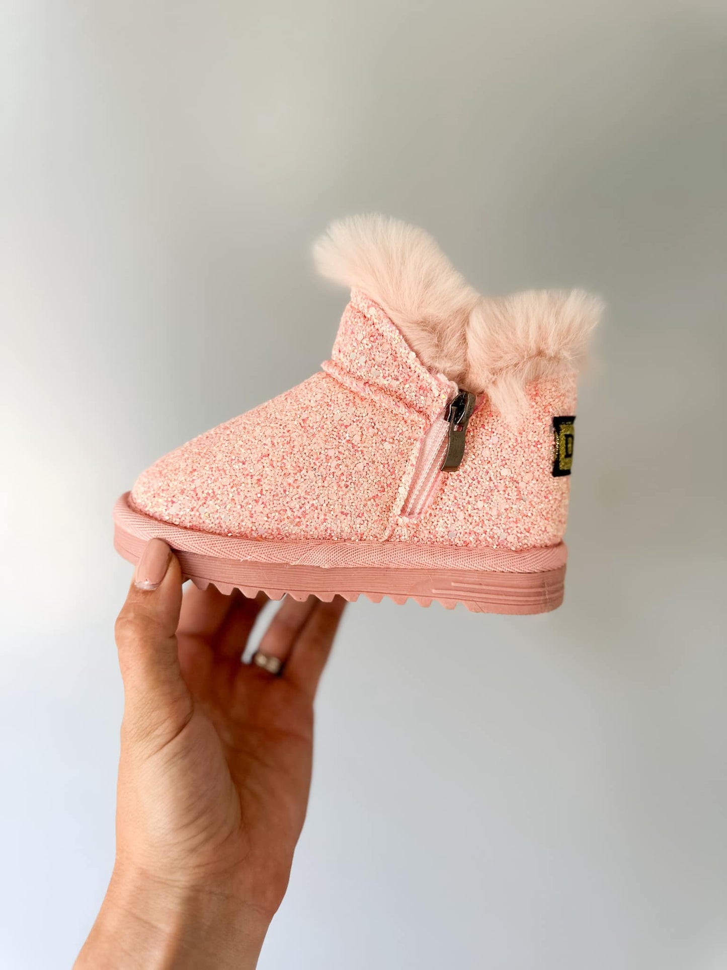 RTS: Vegan Leather Fuzzy Sparkle Boot