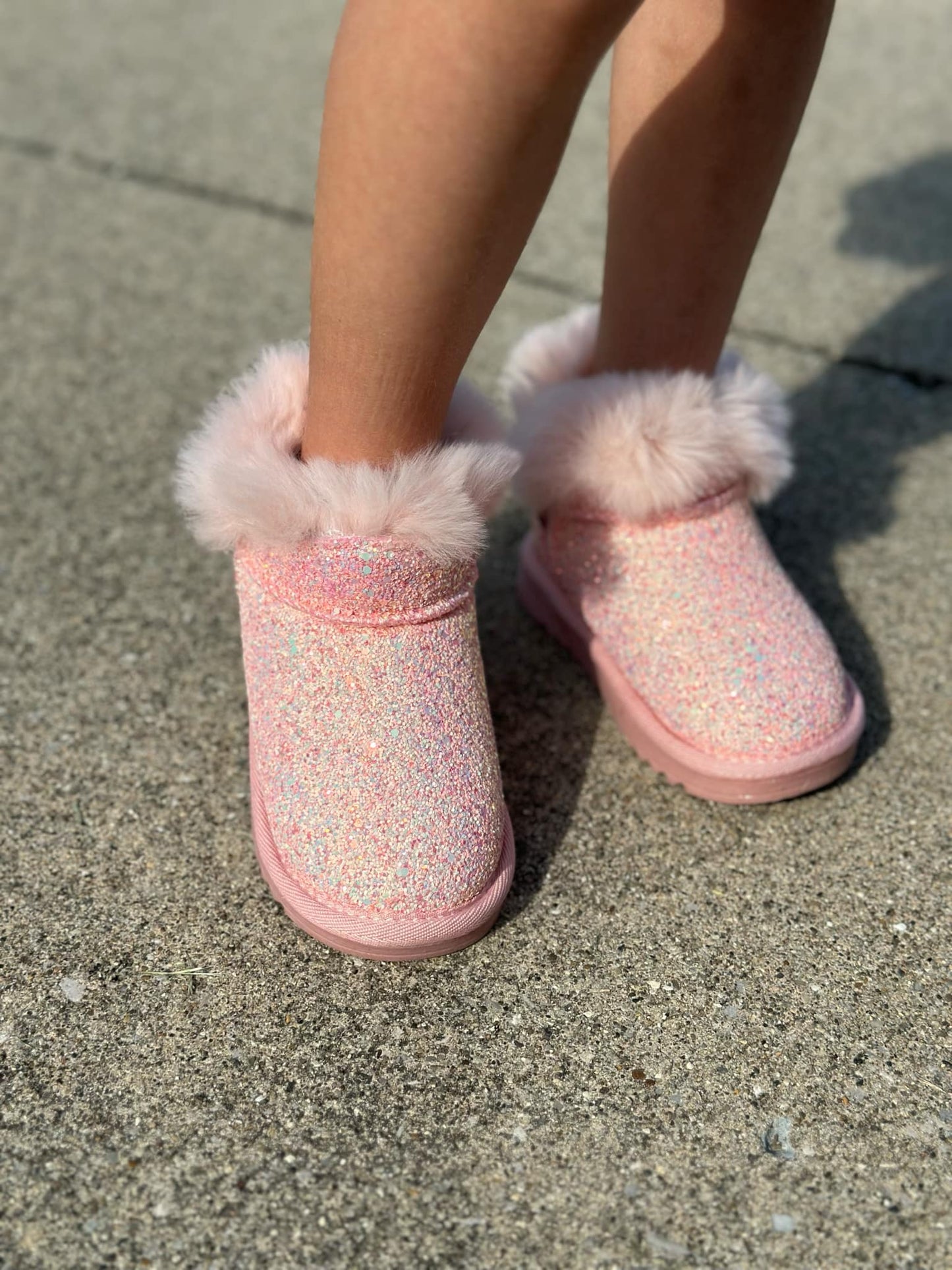 RTS: Vegan Leather Fuzzy Sparkle Boot