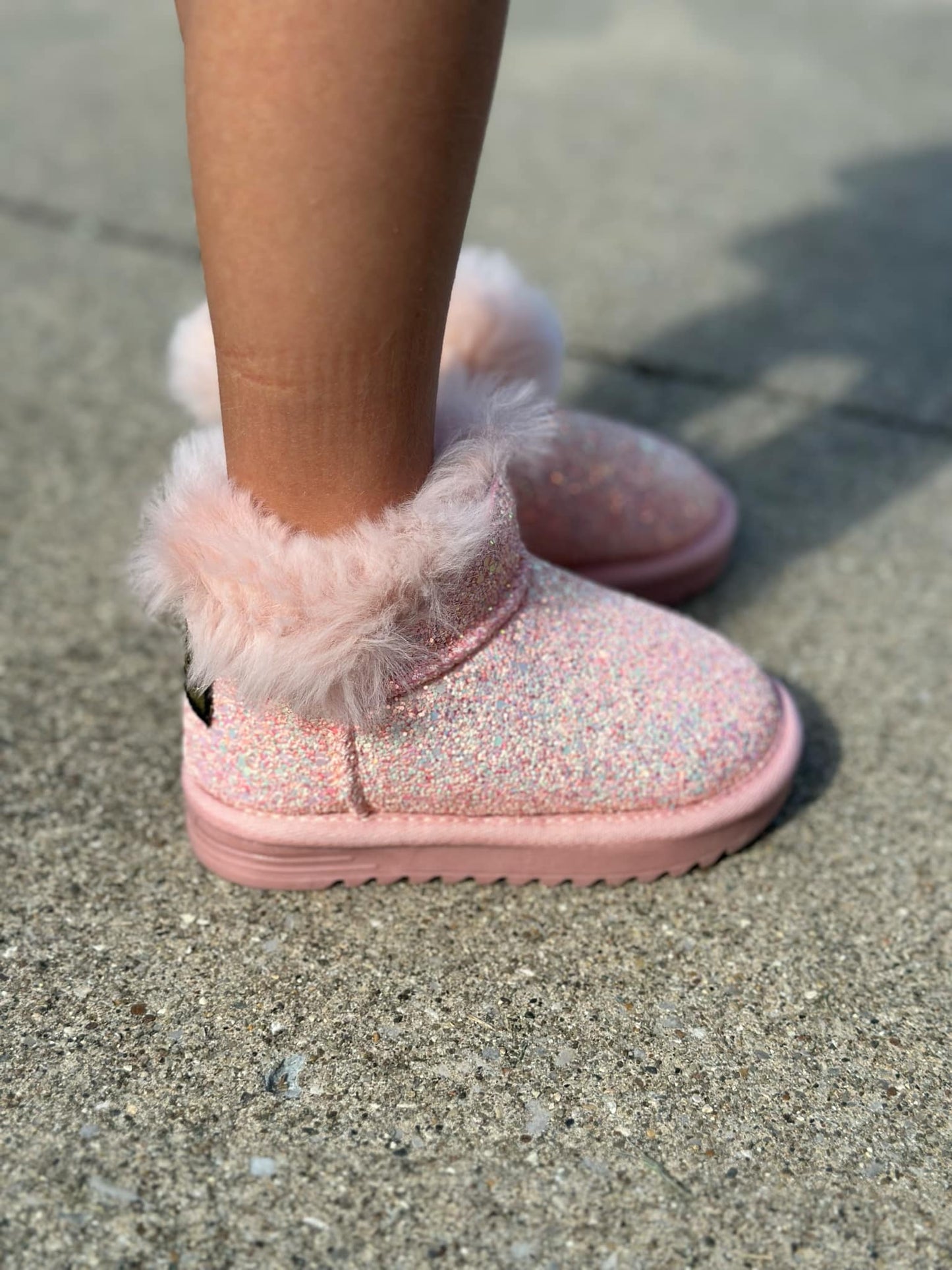 RTS: Vegan Leather Fuzzy Sparkle Boot