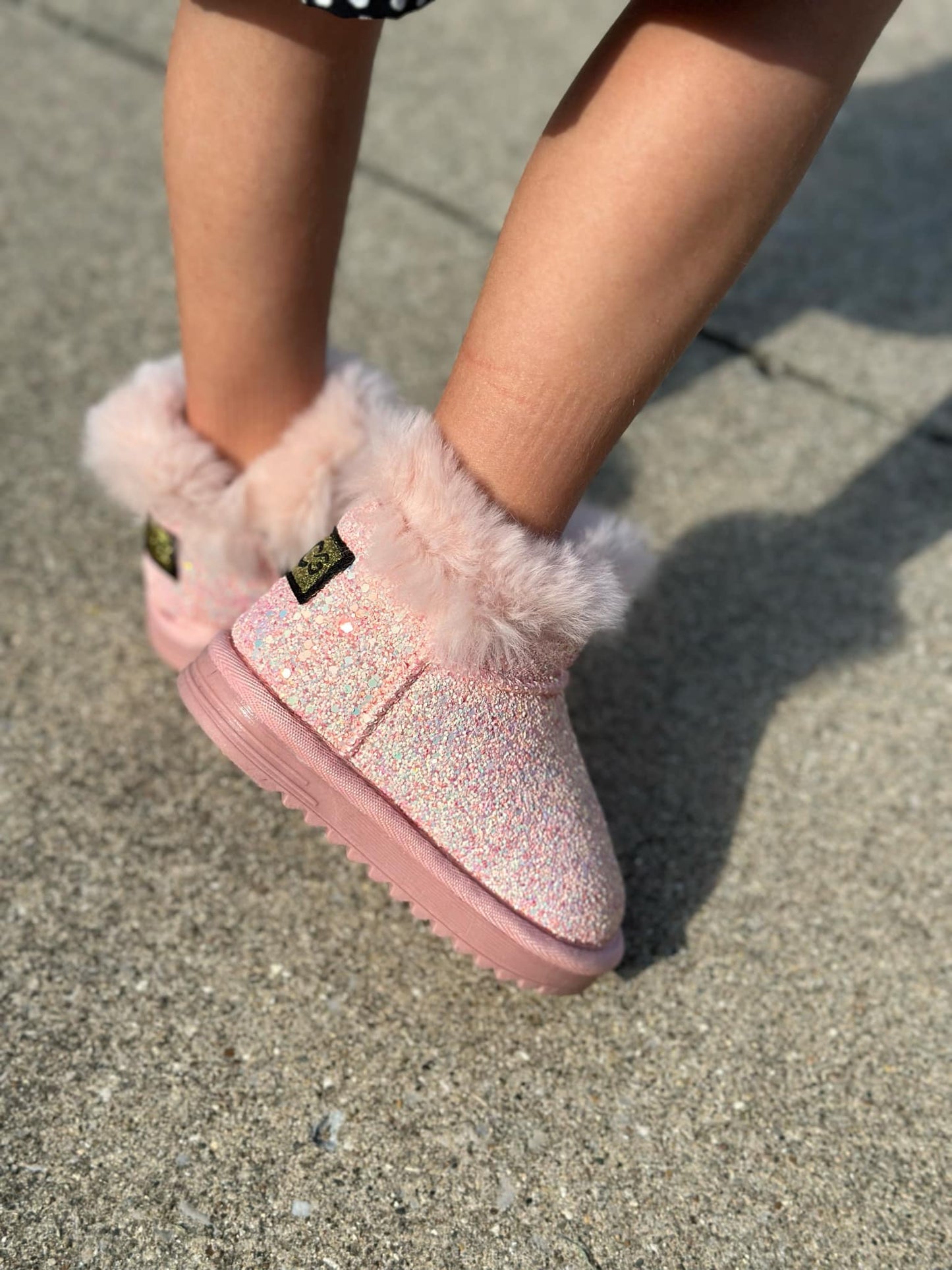 RTS: Vegan Leather Fuzzy Sparkle Boot