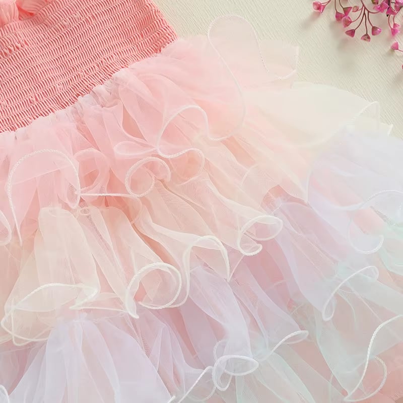 RTS: The Annabelle Muted Rainbow Tulle Dress