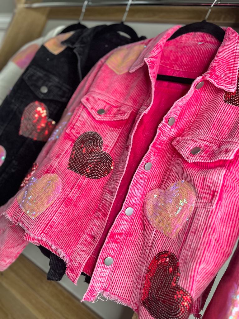 rts: Sequin Heart Corduroy Shacket