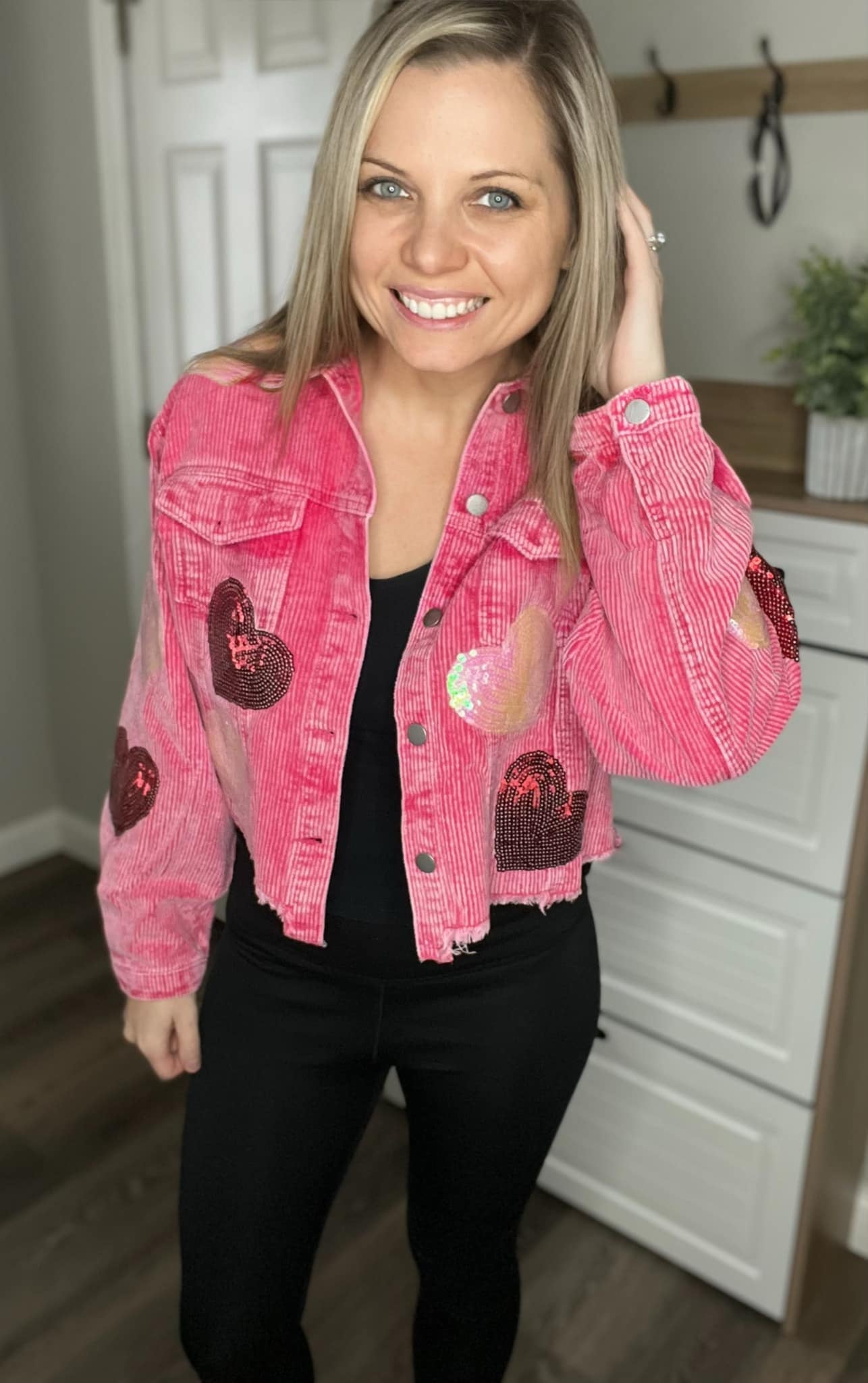 rts: Sequin Heart Corduroy Shacket
