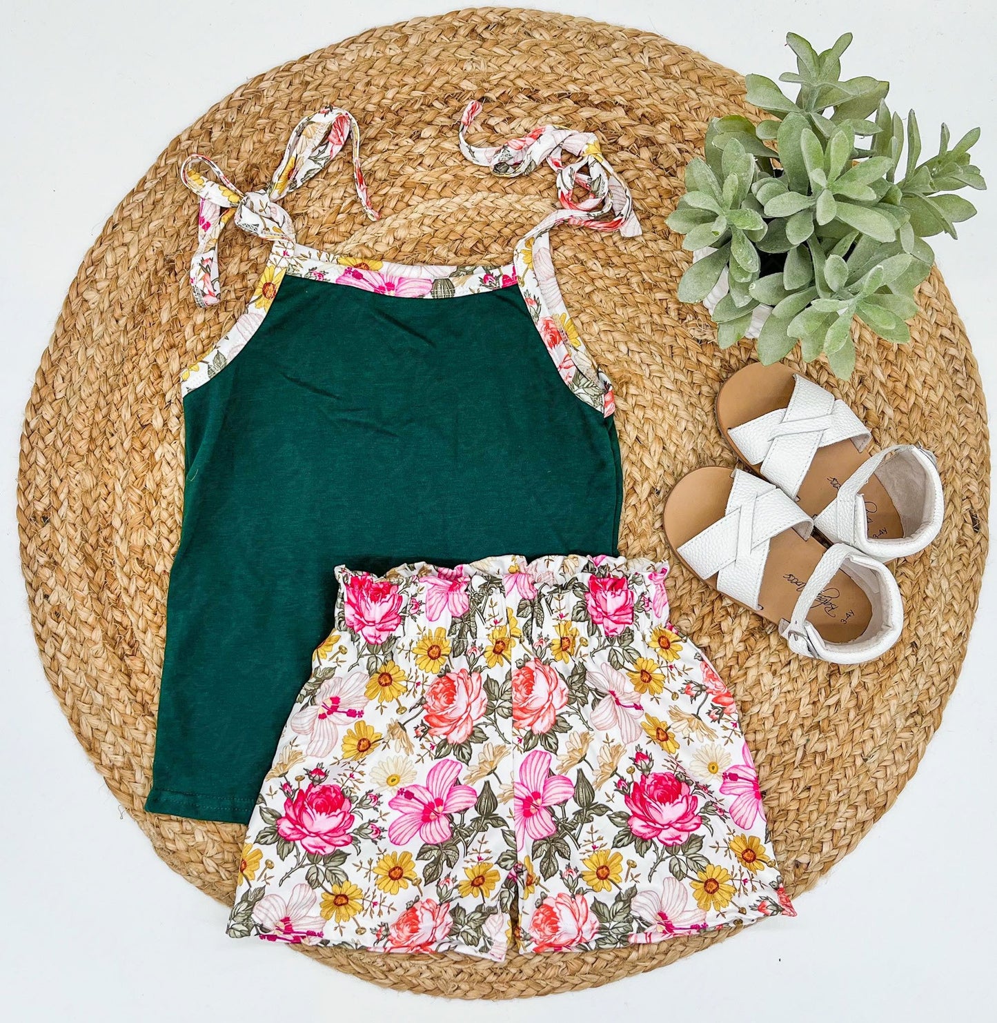 RTS floral bag shorts and tie tank