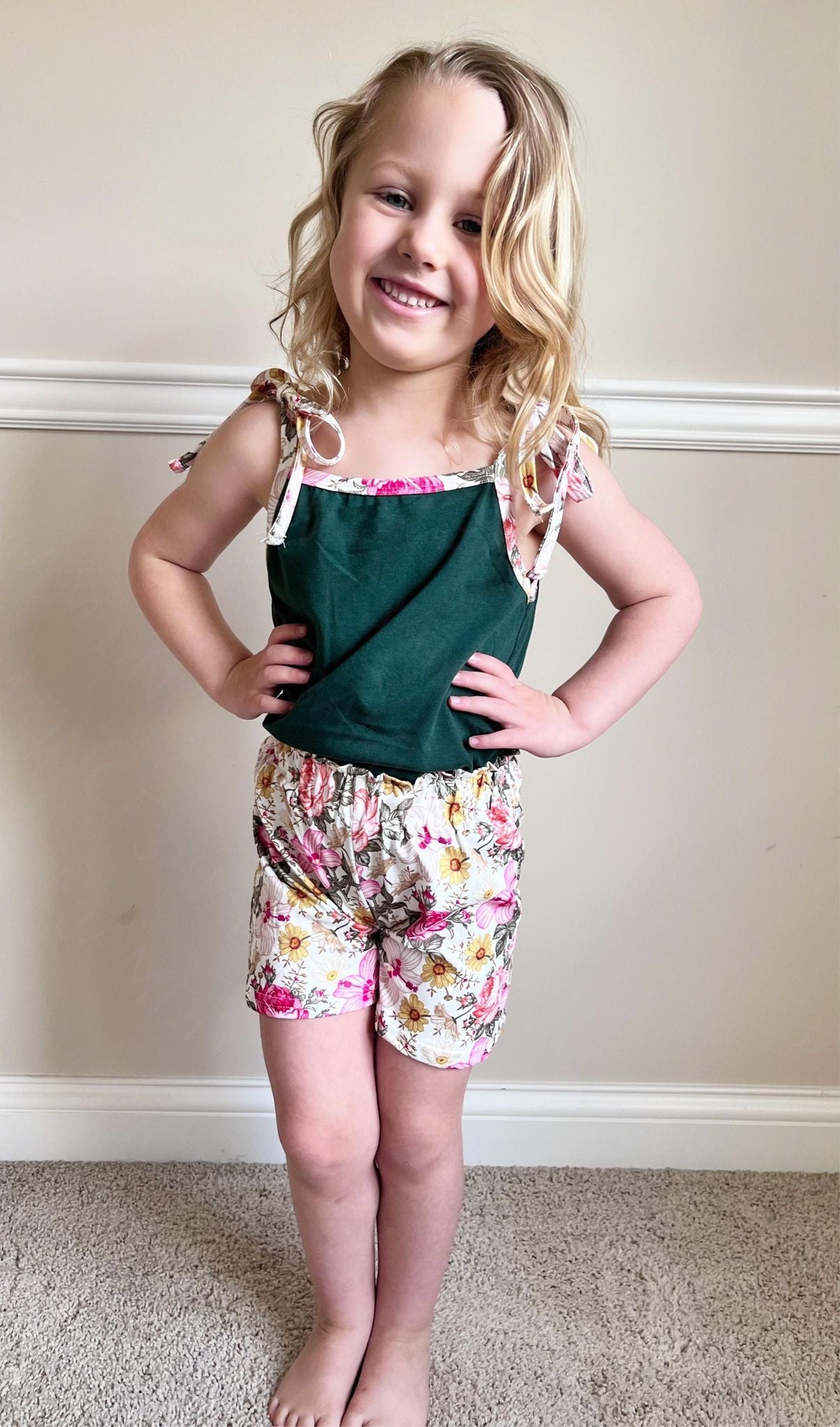 RTS floral bag shorts and tie tank
