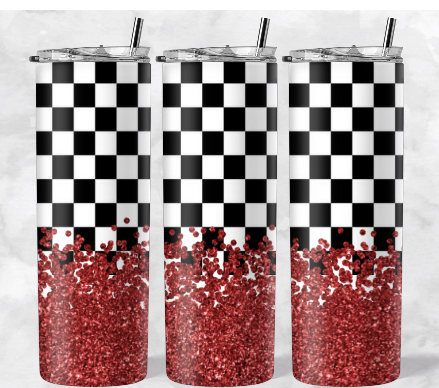 Checkered Red Glitter