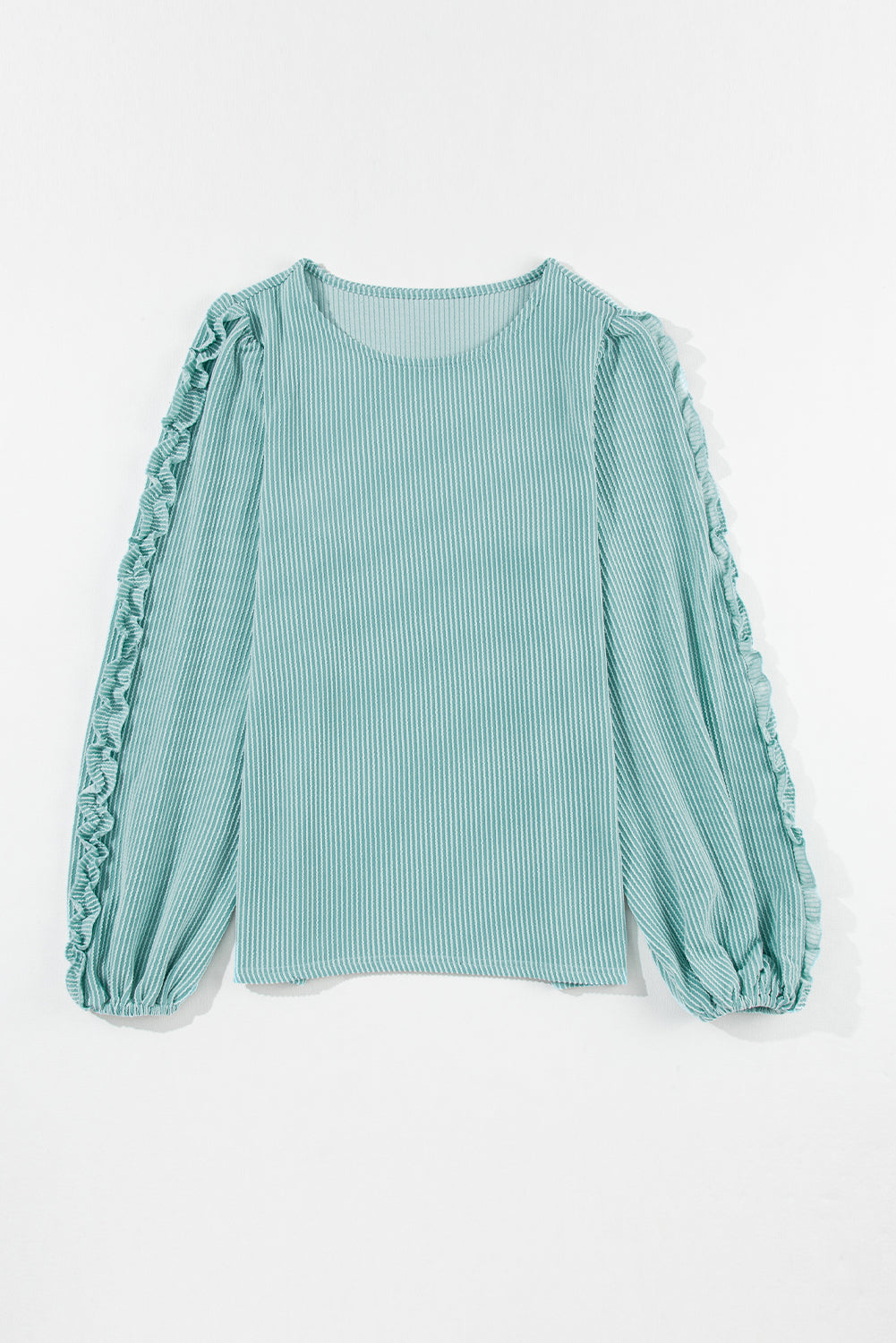 RTS: The Alice Ribbed & Ruffle Aqua Top
