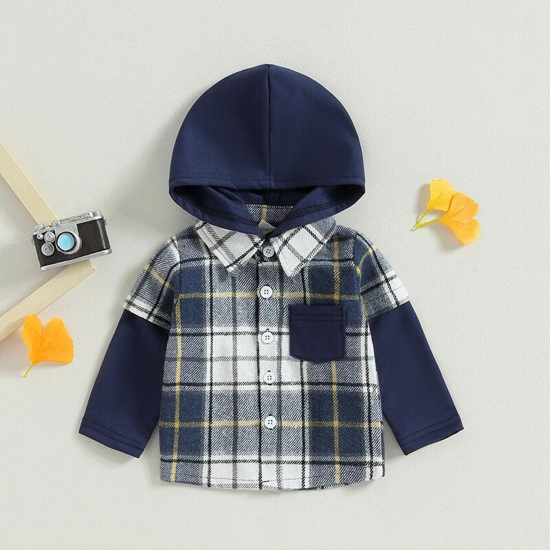 RTS: The Brady Hooded Plaid Onesie and Shirt