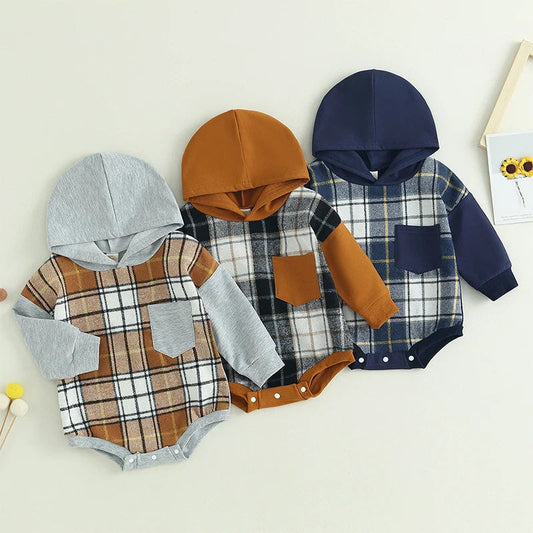 RTS: The Brady Hooded Plaid Onesie and Shirt
