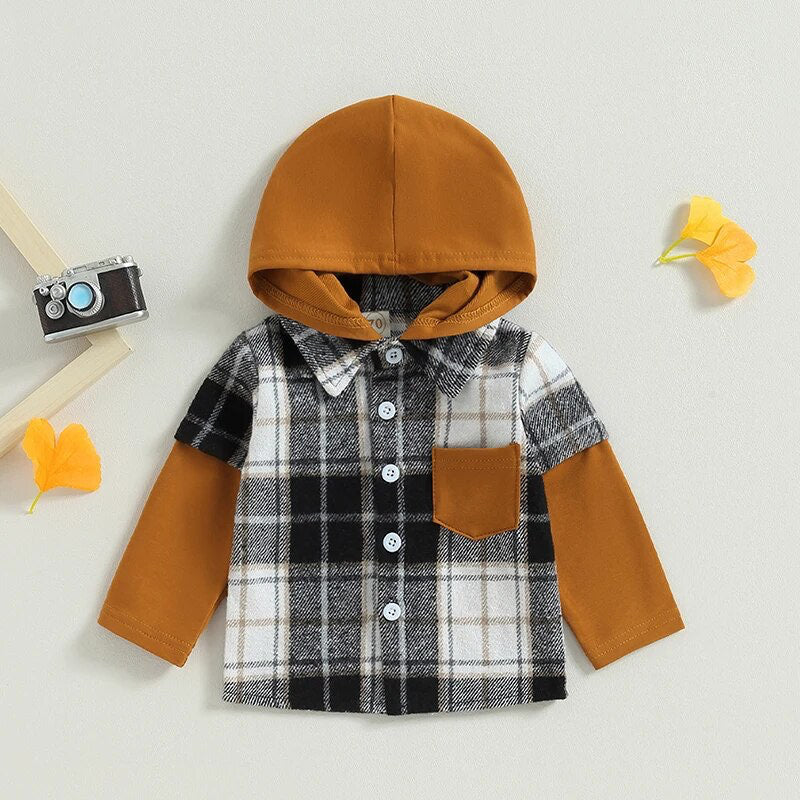 RTS: The Brady Hooded Plaid Onesie and Shirt