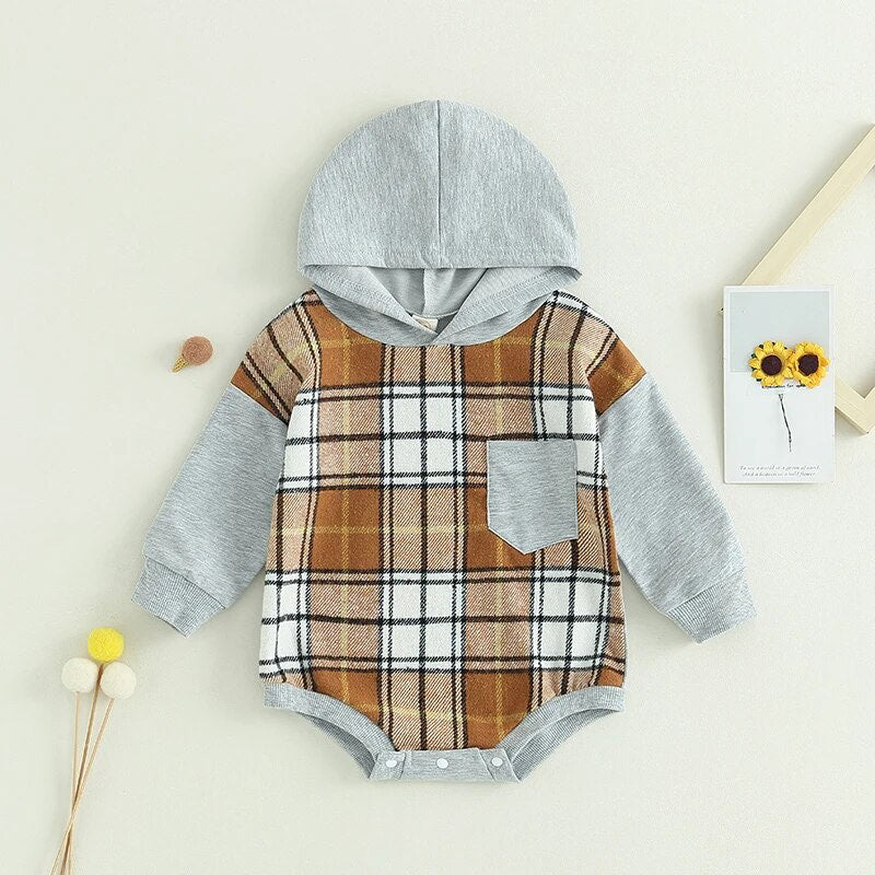 RTS: The Brady Hooded Plaid Onesie and Shirt