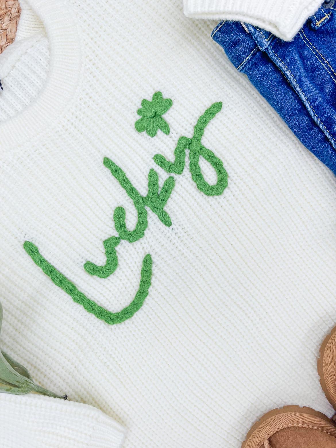 RTS: Kids Rope Embroidered Lucky Sweater