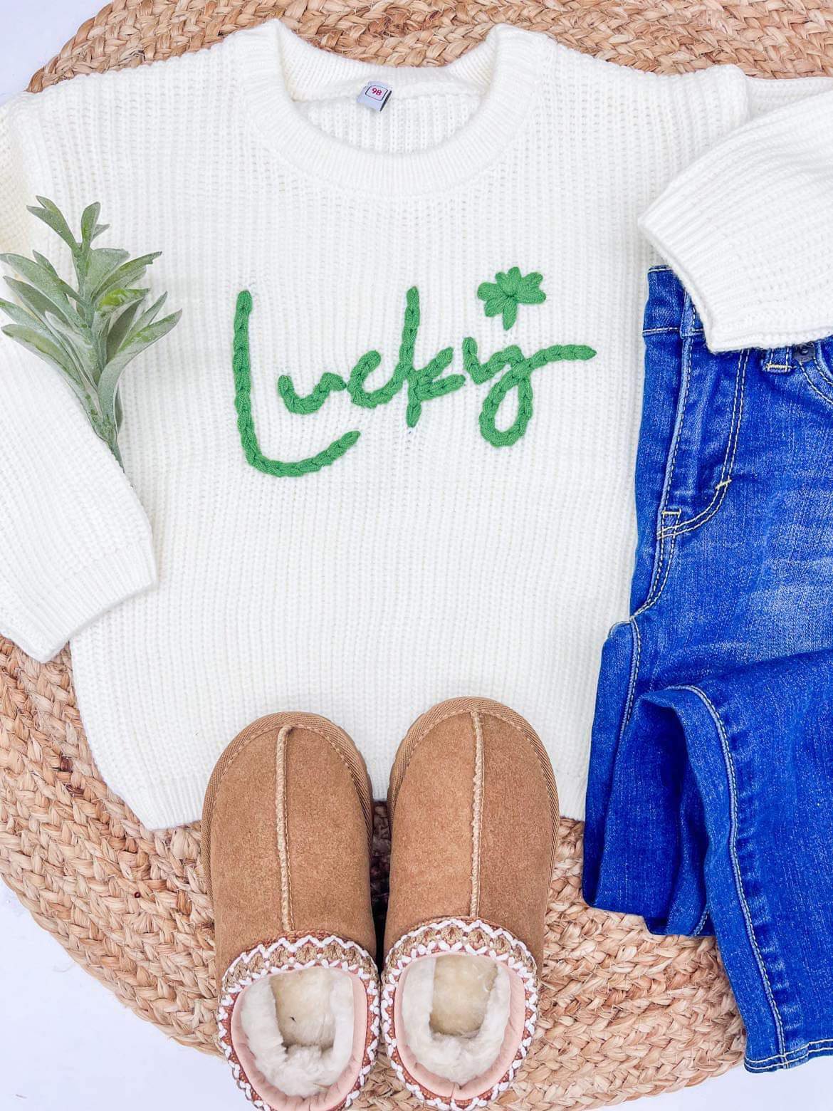 RTS: Kids Rope Embroidered Lucky Sweater