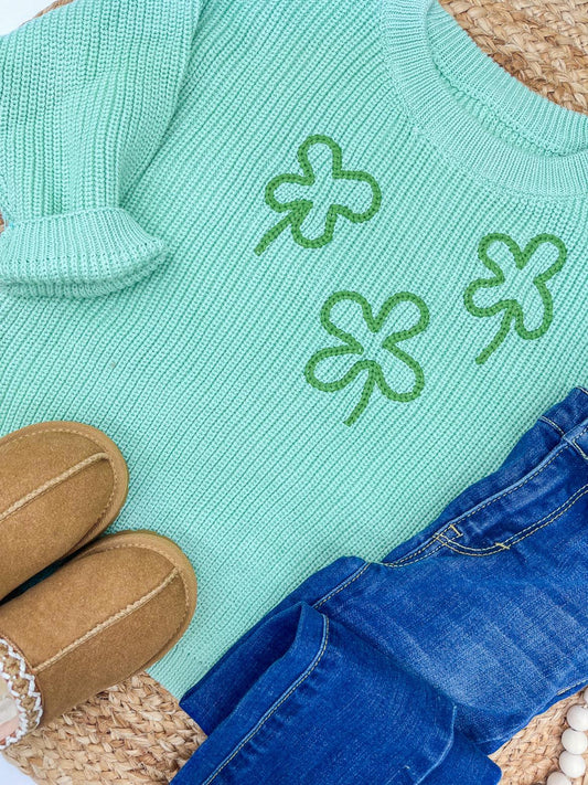 RTS: Clover Leaf Embroidered Sweater