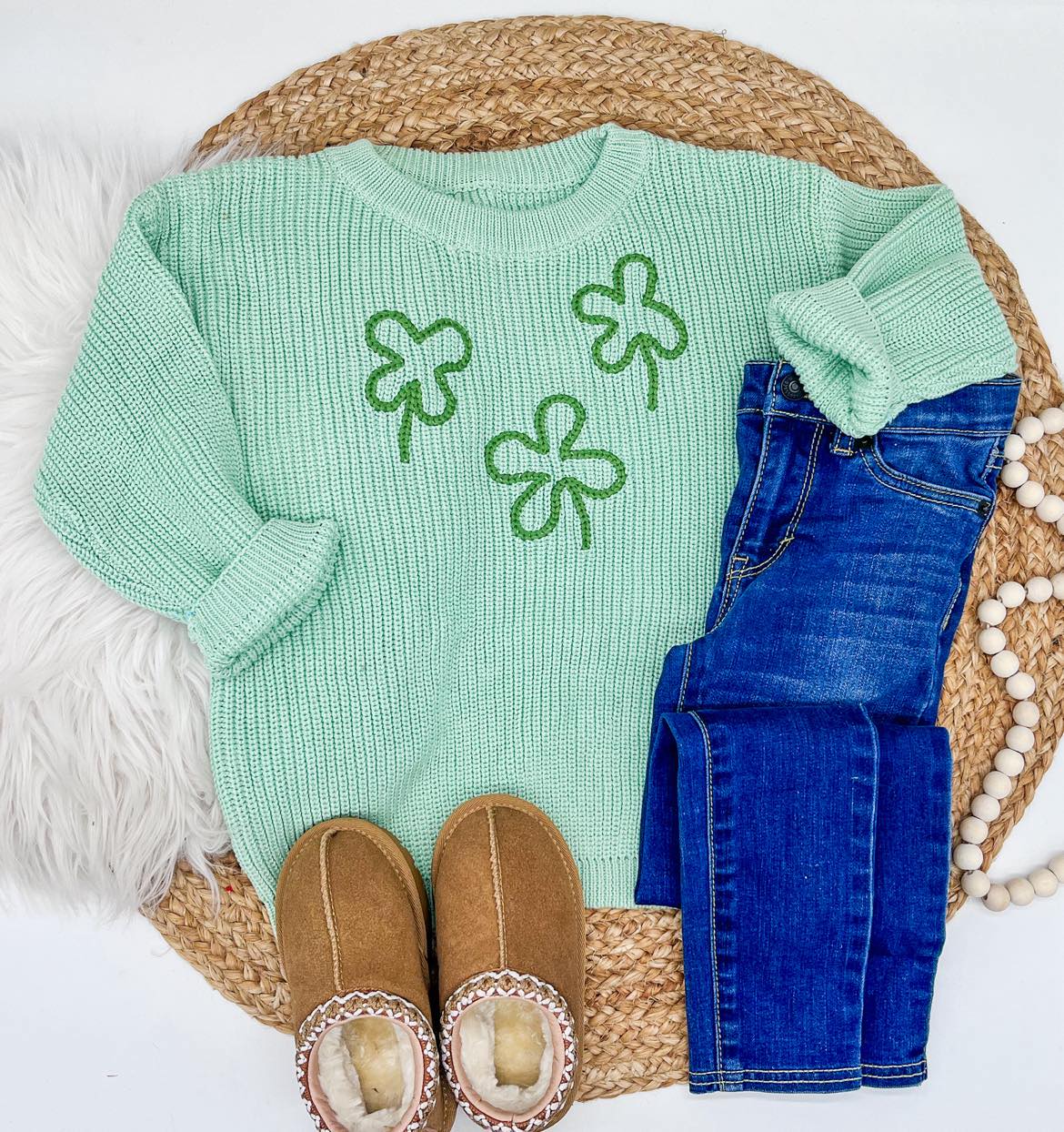 RTS: Clover Leaf Embroidered Sweater