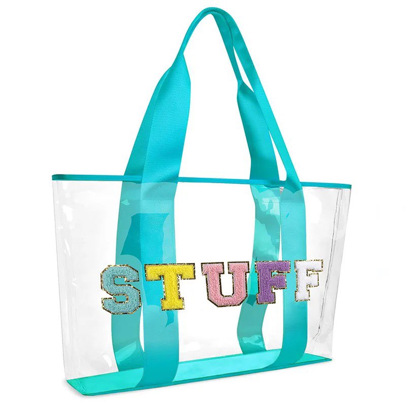 RTS: Clear Embroidered Chenille Letter Totes