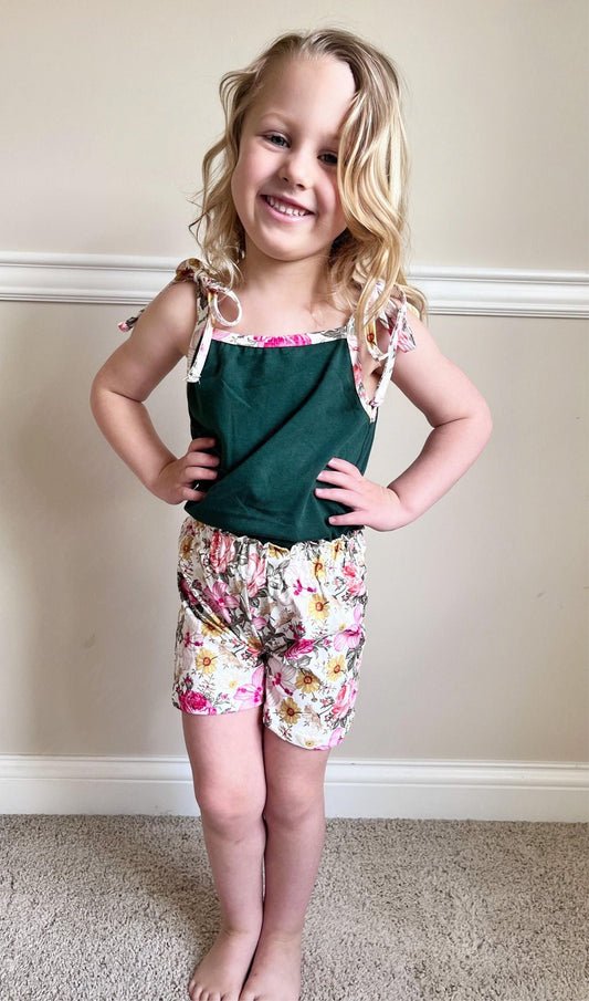 RTS floral bag shorts and tie tank