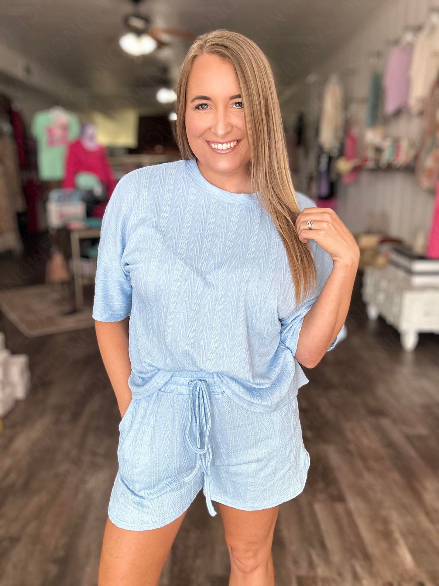 PREORDER: The Lennox Light Blue Button Lounge Set 5.28.24