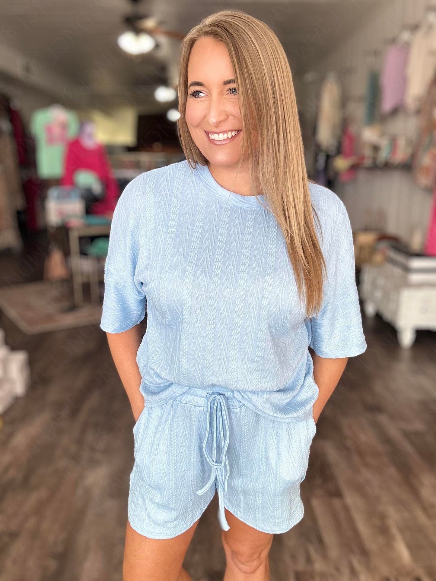 PREORDER: The Lennox Light Blue Button Lounge Set 5.28.24