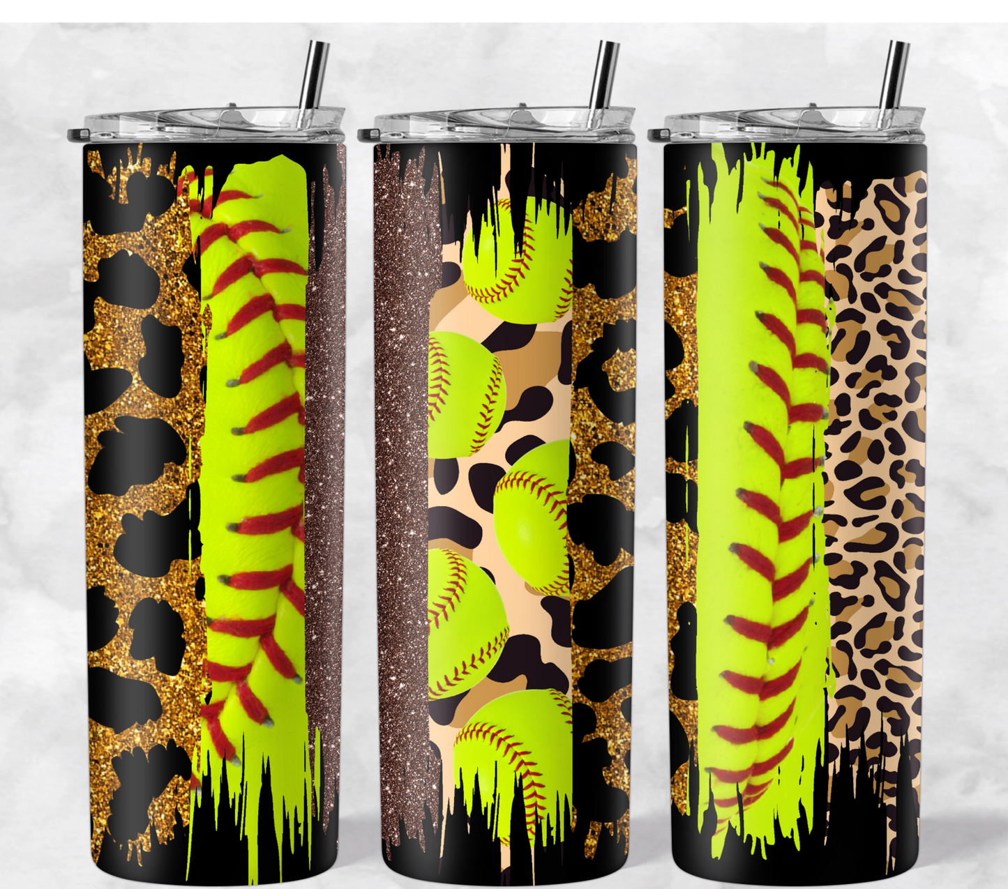 Softball Cheetah Glitter