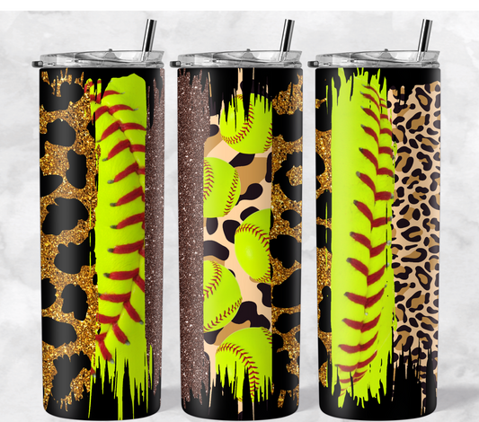 Softball Cheetah Glitter